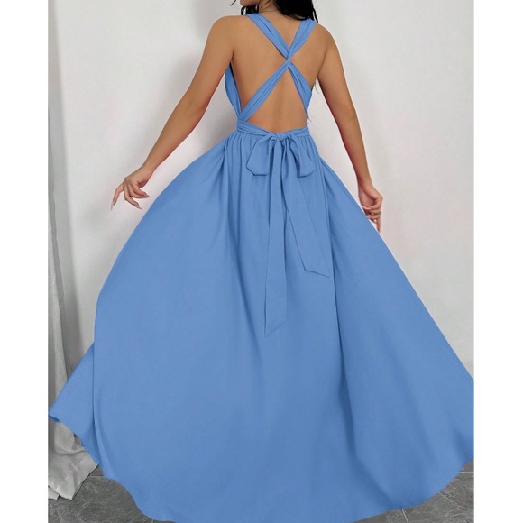 Colorful Multi-Wear Open Back High Waisted Maxi Dress - Picture 9 of 12